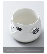 Adorable Panda Design Ceramic Tea Infuser Mug Set - 310ml Travel Crackle Glaze Cup with Lid & Strainer(red) - Side View