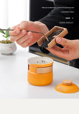 Portable Ceramic Travel Tea Set - One Pot Three Cups with Carrying Case, Elegant Frosted Finish(white) - 45-Degree Angle