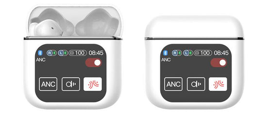 TWS Bluetooth Earbuds with 1.9 HD Touch Screen Case - ANC/ENC Noise Reduction(white)