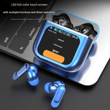 TWS Bluetooth Earbuds with 1.9 HD Touch Screen Case - ANC/ENC Noise Reduction(Blue) - Top-Down View