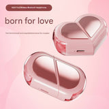 Mini True Wireless Bluetooth 5.3 Earbuds - Heart/Capsule Case, Touch Control, Auto-Connect(black) - Front View
