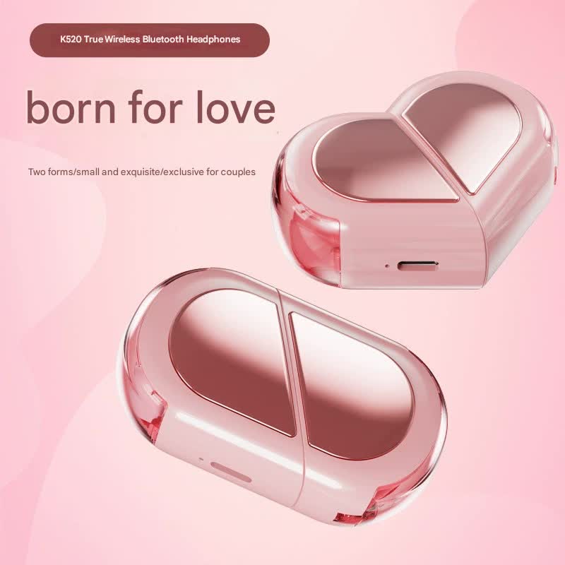 Mini True Wireless Bluetooth 5.3 Earbuds - Heart/Capsule Case, Touch Control, Auto-Connect(purple)