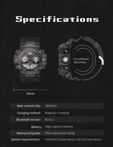 Rugged Outdoor Sport Smartwatch - HD Display, Compass, Flashlight, 100+ Sports Modes, Health Monitoring & Bluetooth Calls(Illusion blue)