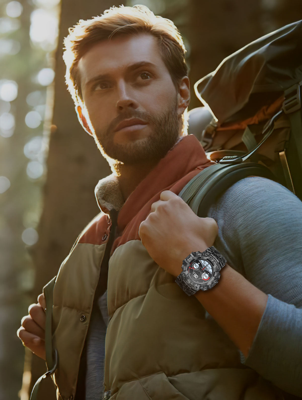Rugged Outdoor Sport Smartwatch - HD Display, Compass, Flashlight, 100+ Sports Modes, Health Monitoring & Bluetooth Calls(Illusion blue)