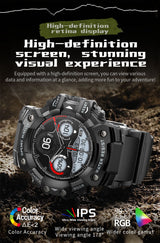 Rugged Outdoor Sport Smartwatch - HD Display, Compass, Flashlight, 100+ Sports Modes, Health Monitoring & Bluetooth Calls(Illusion blue)