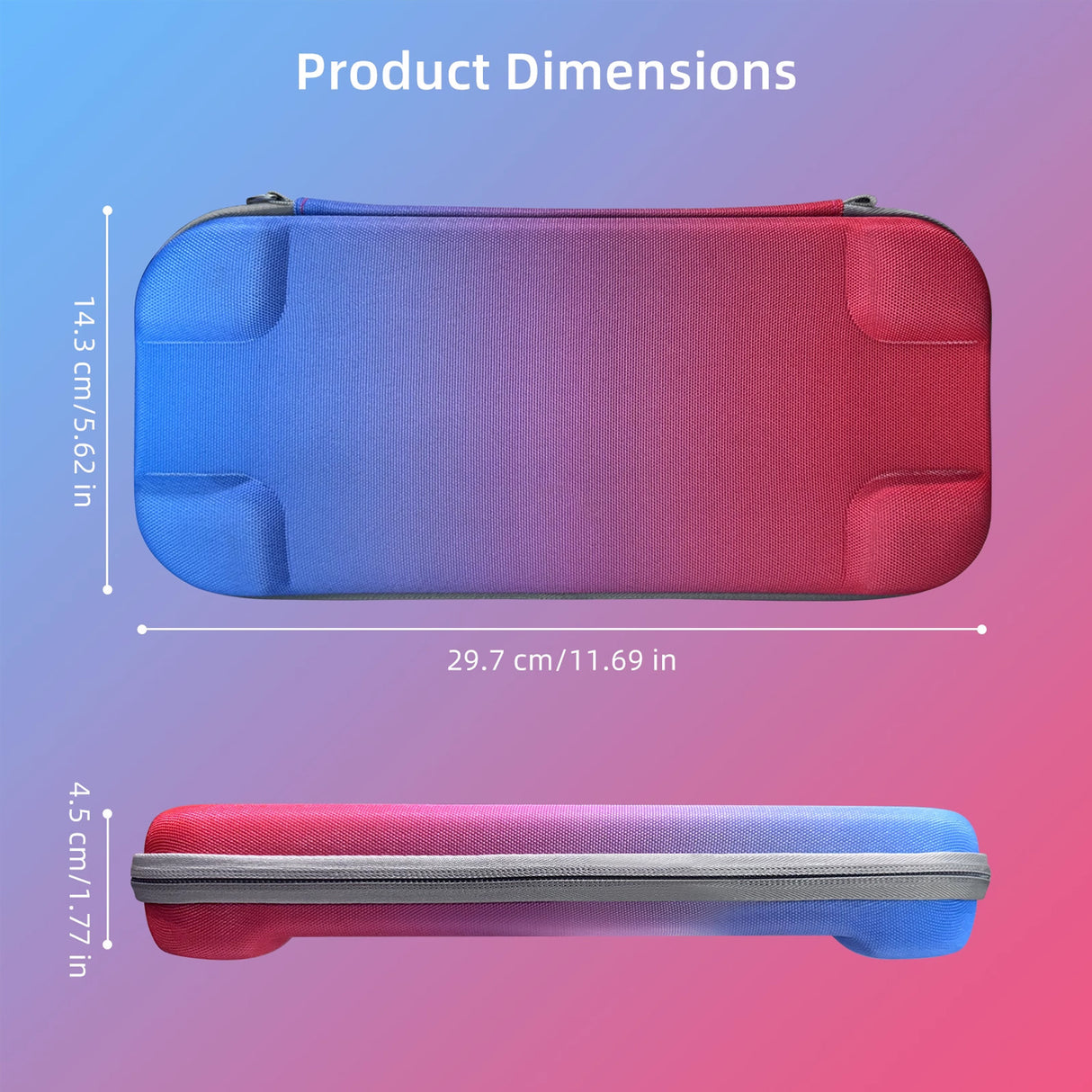 Portable Hard Shell Travel Case for Nintendo Switch/Switch Lite/OLED - Game Card Slots & Accessory Pocket(Gradient orange and blue)