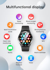 2-in-1 Smartwatch with Built-in TWS Earphones - IP67 Waterproof, Health Monitoring & CNC Metal Design(Black leather) - 45-Degree Angle