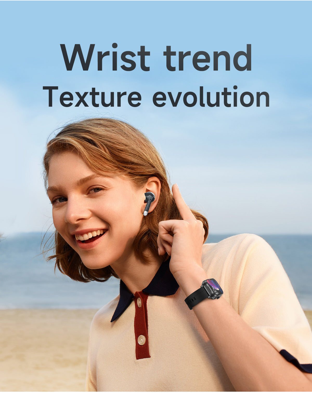 Smartwatch with Built-in TWS Earbuds & Silicone Sleeve - 2.01 HD Screen  Health Monitoring Bluetooth Calls & Music(Black rubber)