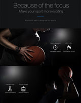 Rugged Sports Smartwatch - 50M Waterproof, 24H 3D Pedometer, Bluetooth Notifications & Long Battery Life(Black with white text) - Top-Down View