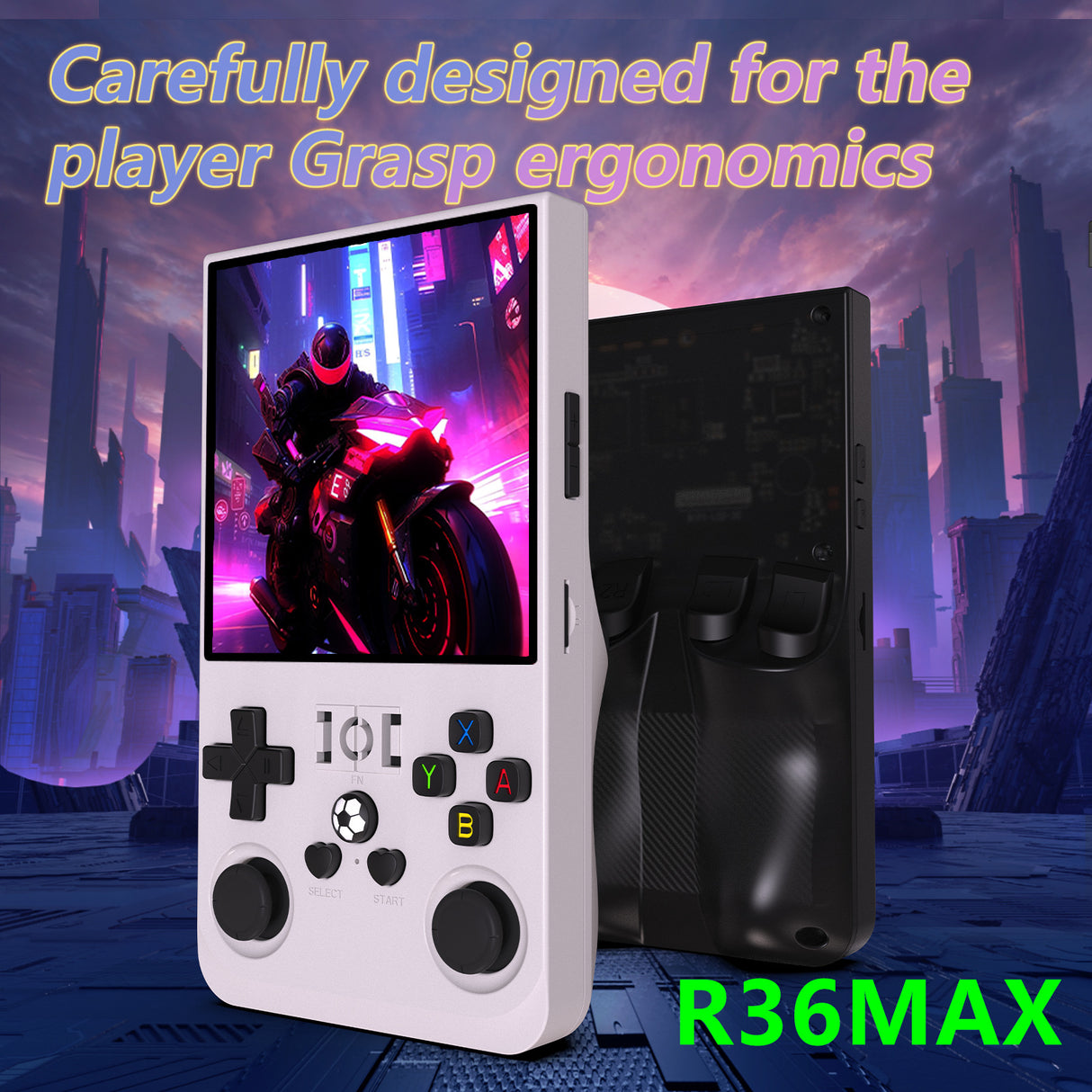 R36MAX Handheld Retro Game Console - 4.0 IPS Screen Open Source Linux 4000mAh Battery 30+ Emulators(white)