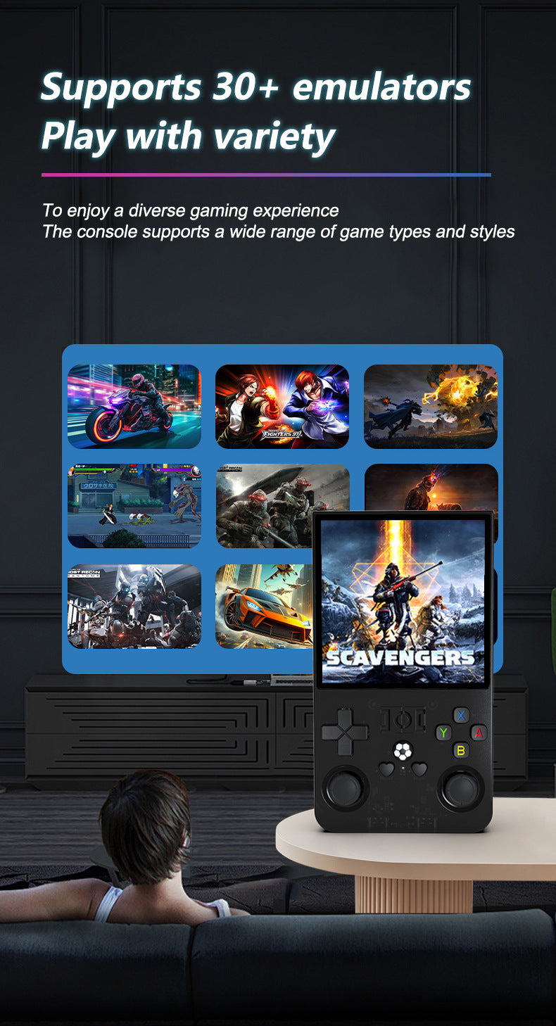 R36MAX Handheld Retro Game Console - 4.0 IPS Screen Open Source Linux 4000mAh Battery 30+ Emulators(blue)