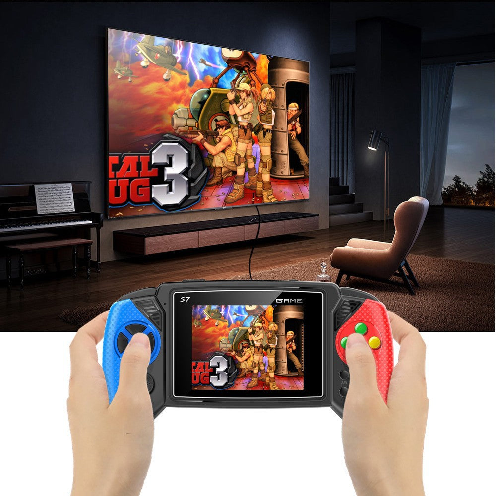 S7 Trendy Joystick Handheld Game Console - 620 Built-in Games, TV Output, Crystal Buttons & 2-Player Support(white)
