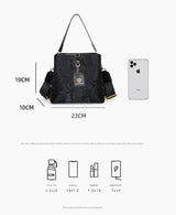 Elegant Textured Bucket Bag - Versatile Shoulder, Handheld & Crossbody Design(blue) - Side View