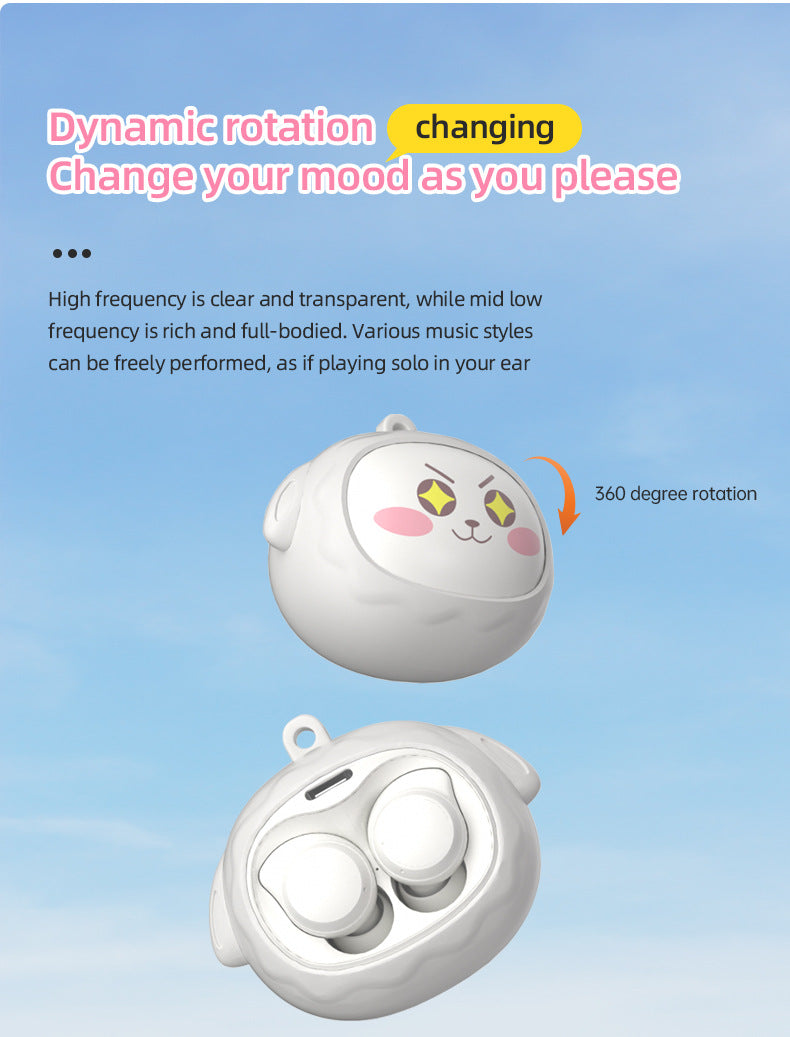 Fun Face-Changing TWS Earbuds with Rotating Case - Bluetooth 5.4, High-Quality Sound(Light Blue)