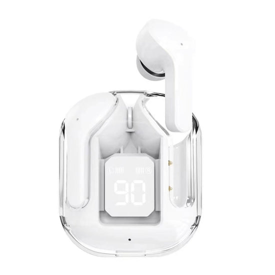 Transparent Capsule TWS Earbuds with LED Digital Display - Bluetooth 5.3, IPX4 Waterproof, Type-C Charging(white)