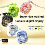 Transparent Capsule TWS Earbuds with LED Digital Display - Bluetooth 5.3, IPX4 Waterproof, Type-C Charging(black)