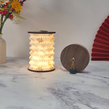 Foldable Telescopic Lantern Lamp - 3 Light Modes, USB Rechargeable, Wood/Paper Finish(Good Luck and Happiness)