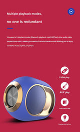 Portable Wireless Bluetooth 5.0 Speaker - TWS Stereo, Powerful Bass, Hands-Free Calls & Multiple Playback Modes(blue) - Front View
