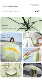 Mini Pocket Umbrella with Matching Crossbody Bag - UV Protection, 6-Rib Windproof Design(beige)