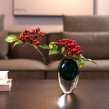 Artistic Teardrop Glass Vase - Handcrafted Glazed Finish for Hydroponics & Floral Decor(amber) - Side View