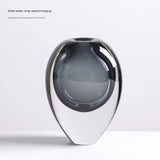 Artistic Teardrop Glass Vase - Handcrafted Glazed Finish for Hydroponics & Floral Decor(grey)