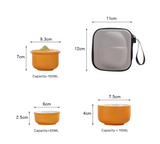 Portable Ceramic Tea Set for Travel - Quick Gaiwan with 3 Cups & Carrying Case(Light green) - Top-Down View