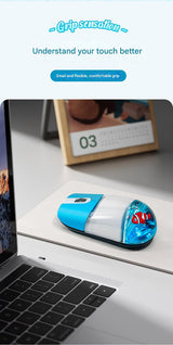 Whimsical 2.4G Wireless Mouse with Floating Animal Design - Comfortable, Quiet & Portable(blue) - Top-Down View