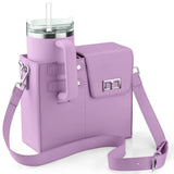 Chic PU Leather Crossbody Bag with Tumbler Holder - Multi-Compartment, Adjustable StrapChic PU Leather Crossbody Bag with Tumbler Holder - Multi-Compartment, Adjustable Strap,Does not include thermos cup(purple)