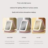 Portable Jewelry & Makeup Organizer Box with LED Touch Mirror - Rechargeable, Adjustable Lighting(white) - Side View