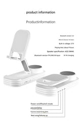 Foldable Desktop Phone Stand with Bluetooth 5.3 Speaker - Adjustable Angle & Height, TF/Line-In(black) - 45-Degree Angle