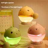 Portable rechargeable tapping control night light- 3-Level Dimmable Bedside Lamp(pink) - Front View