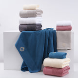 Premium Absorbent Cotton Towel Set - Soft Bath & Hand Towels with Double-Sided Plush(light gray) - Side View