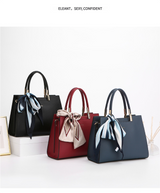 Fashionable Synthetic Leather Crossbody Bag with Detachable Scarf - Multiple Compartments for Daily Essentials(light blue) - Side View