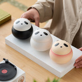 Artisanal Animal-Shaped Ceramic Tea Storage Jar with Gift Box - 140ml Capacity, Textured Finish(white) - Front View