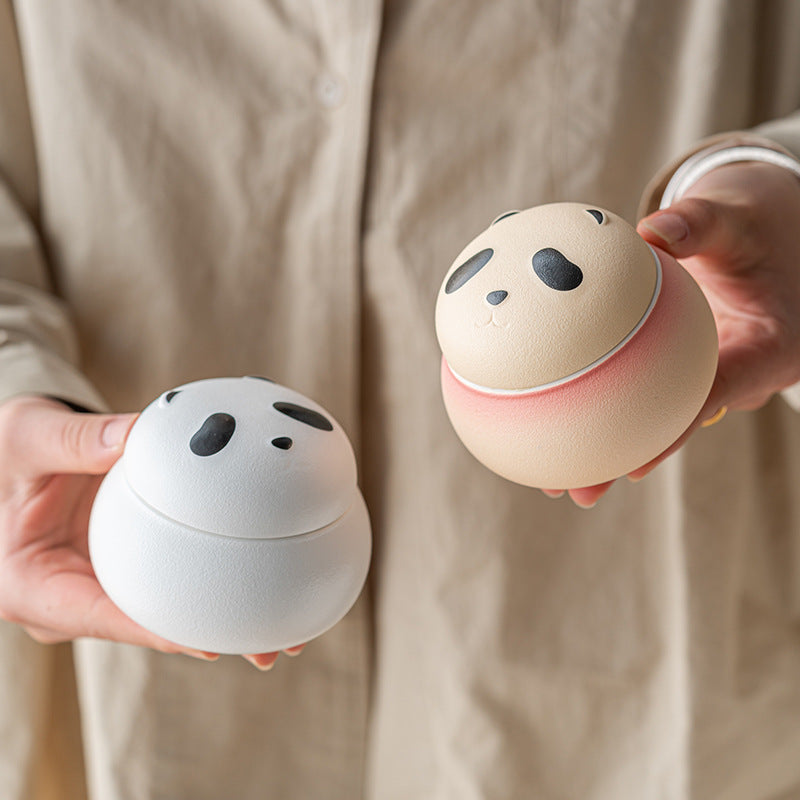 Artisanal Animal-Shaped Ceramic Tea Storage Jar with Gift Box - 140ml Capacity, Textured Finish(white)