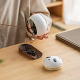 Artisanal Animal-Shaped Ceramic Tea Storage Jar with Gift Box - 140ml Capacity, Textured Finish(black) - Top-Down View