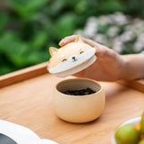 Artisan Ceramic Sealed Storage Jar with Animal Design - Airtight Tea Preservation & Decorative Accent(Gradient Orange)