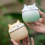 Artisan Ceramic Sealed Storage Jar with Animal Design - Airtight Tea Preservation & Decorative Accent(light yellow) - Top-Down View