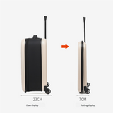 Compact Expandable Foldable Luggage - Reinforced Alloy Handle & Silent Wheels(white) - Side View