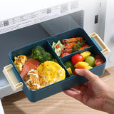 2L Double-Layer Bento Lunch Box - Leak-Proof with Utensil & Sauce Container(Blue Purple) - Side View