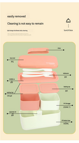 Eco - Friendly Lunch Box - Portable with Compartments(pink) - Top-Down View