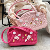 Stylish Handbag - Spacious with Decorative Elements(light green) - Side View