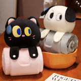 Plush 2-in-1 Pillow Blanket - Adorable Design for Cozy Comfort(Black Cat)