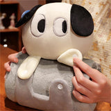 Plush 2-in-1 Pillow Blanket - Adorable Design for Cozy Comfort(Black Cat) - 45-Degree Angle