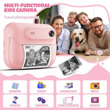 Kids Multi-Functional Camera Toy - Instant B&W Printing & Creative Stickers(purple) - Front View