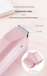 Dual-Head Electric Hair Trimmer - IPX7 Waterproof Body Groomer with Type-C Charging(pink) - Side View