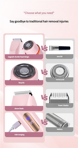 Dual-Head Electric Hair Trimmer - IPX7 Waterproof Body Groomer with Type-C Charging(Beige) - Front View