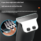 Professional Steel Hair Clipper - Low Noise Motor with 3 Guard Combs & Type-C Charging(silver) - Top-Down View