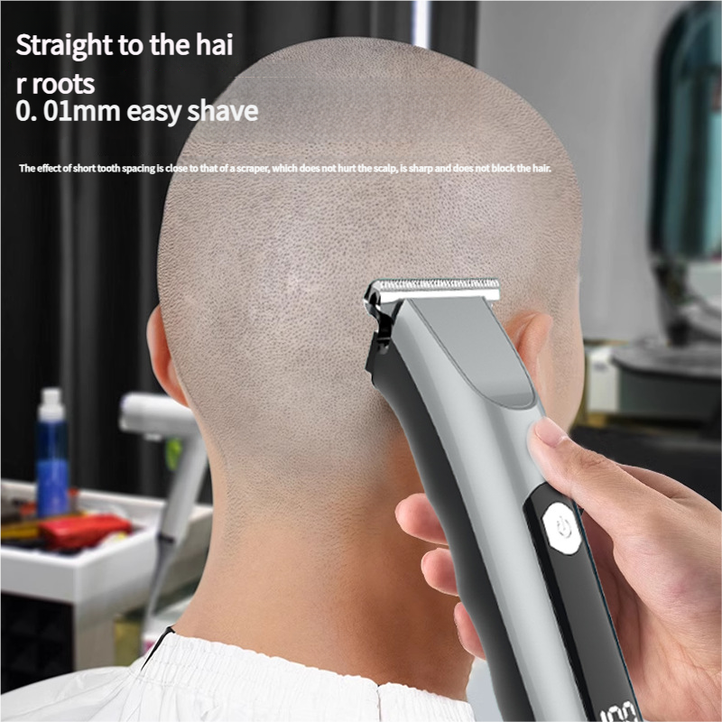 Professional Steel Hair Clipper - Low Noise Motor with 3 Guard Combs & Type-C Charging(blue)