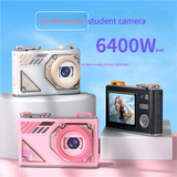 Glitter Sand Design 64MP HD Digital Camera with LED Fill Light & Auto Focus(pink) - Front View